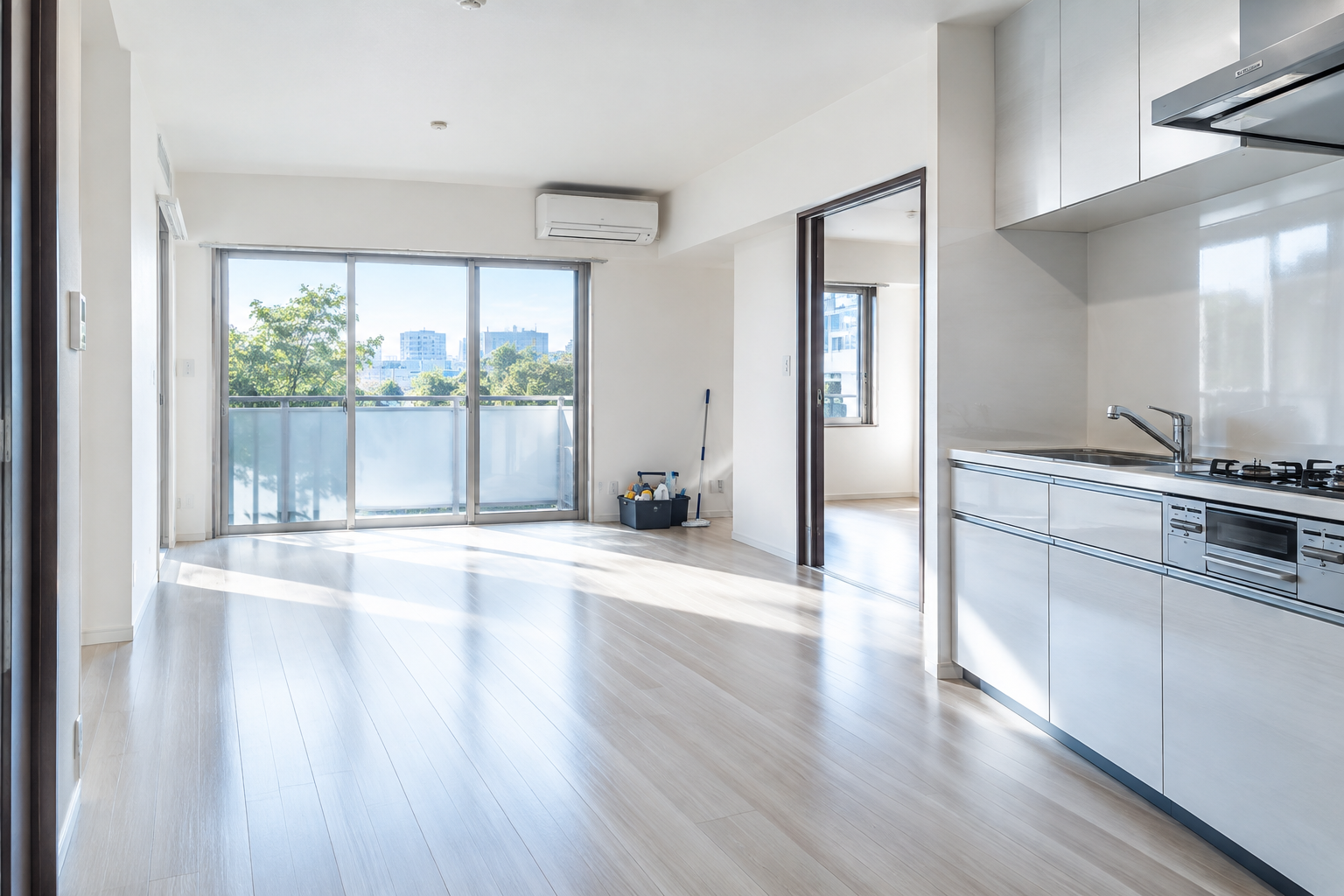 清掃後の明るい賃貸マンション室内
